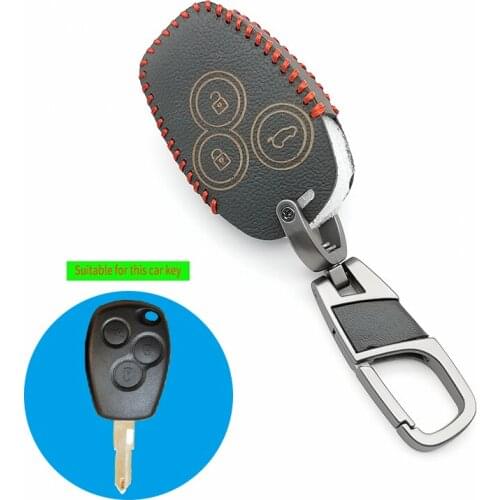 Super Quality 100% Leather Car Key Chain Key Cover for Renault / Opel Vivaro Movano Car Shield 3 Button Car Remote Key Box