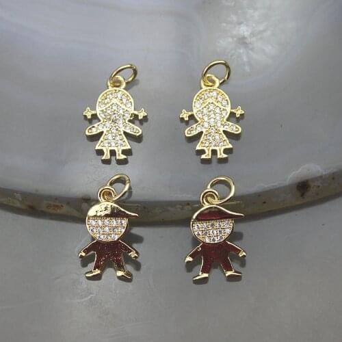 10*14mm 30pcs/lot High quality cz pendant, boy/girl shape cubic zircon charm jewelry, exquisite bracelet/necklace component