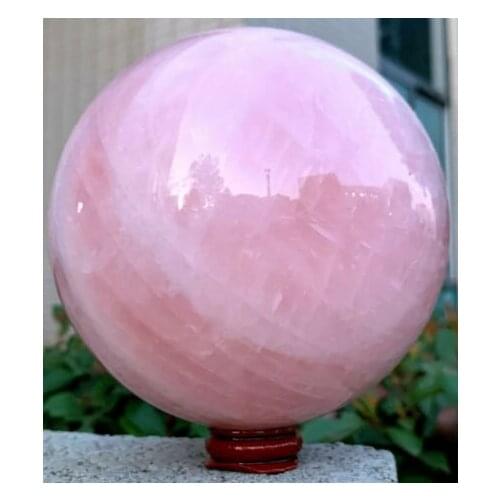 10CM Natural rose Crystal sphere rose quartz gemstone ball Reiki healing