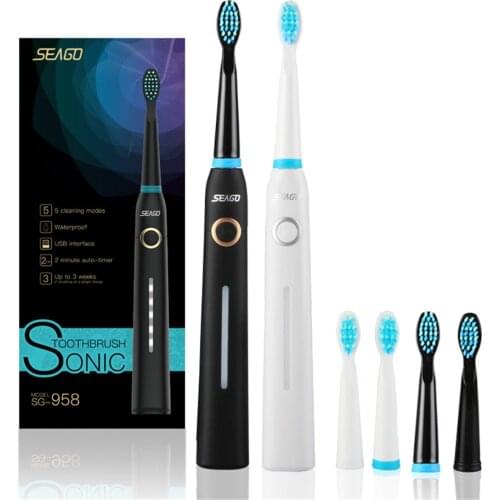 Seago Adult/Baby Electric Toothbrush SG-507 SG-958 SG-949 Set 5-speed mode adjustment Tooth Brushes Replacement Heads Set