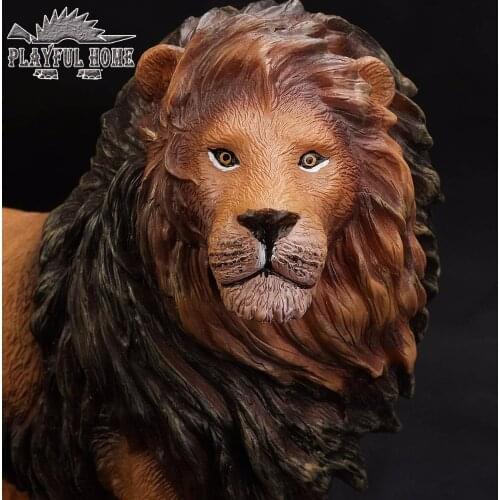 Simulation Animal Certified Goods Large Lion Model 3D Soft PVC Stuffed Anime Figma Handmade Action Figures Toy For Children Gift