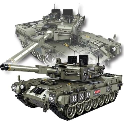 CB 1747pcs Leopard 2 Main Battle Tank Building Blocks Germany WW2 Bricks Set Weapons Army Soldiers Kids Toy Mould King