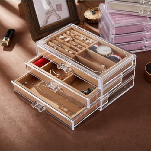 New High Quality Acrylic Transparent Jewelry Box Earrings Stud Earrings Dust Jewelry Storage Box Jewelry Display Stand Wholesale