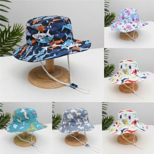 2021 Toddler Baby Kids Boys Fashion Childrens Printed Slim Band Sun Proof Extended Fashion Hat Cap Fishermans Hat