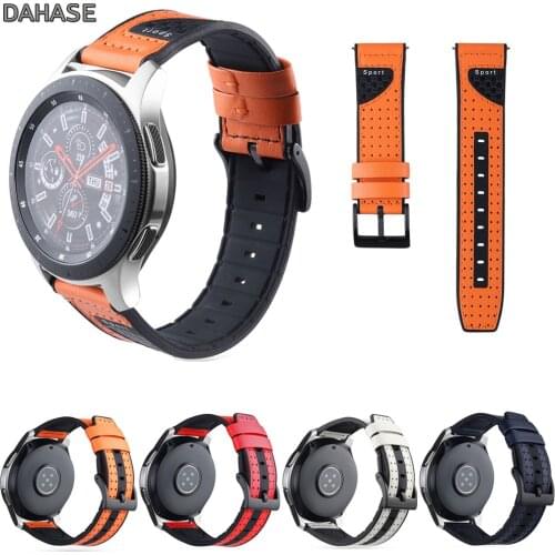 22mm Amazfit Silicone Genuine Leather Band For Samsung Galaxy Watch 46mm Strap Gear S3 Bracelet For Huawei Watch GT Band