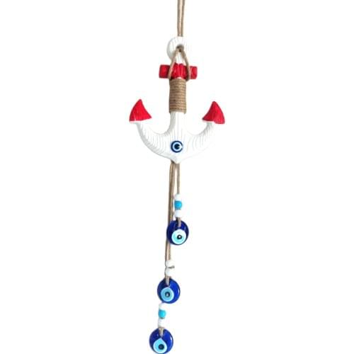 Glass Evil Eye Beads Handmade Red Color Anchor Wall Decor
