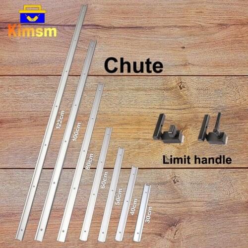 T-slot Chute Limit Stopper 30/40/50/60/80/100/122cm Track Slide For Woodworking Flip Saw Operation Table Push Handle DIY Tools