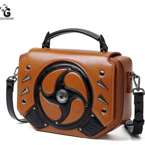 Europe and America Style Bag Fashion Steampunk Retro Mechanical Steam Punk Womens Inclined Shoulder Lady Bag PU Leather
