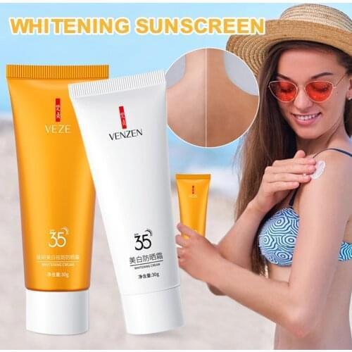 30g Facial Skin Care Sunscreen Cream SPF35 UVA UVB Protection Water-Resistent Brightening Moisturizing Sunscreen Cream for Face