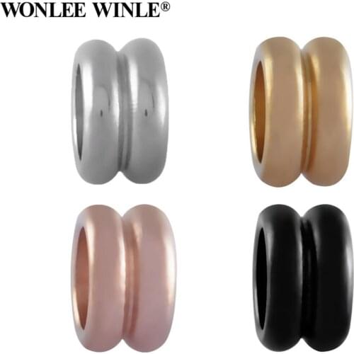 Wonlee Winle 316l Stainless Steel 5.2mm Hole Stripe Bead Charms fit DIY Leather Cord Bracelet Jewelry Making Wholesale