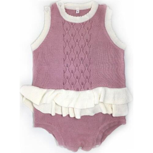 Y403 New 2017 fashion sleeveless Lotus leaf skirt Pink newborn Combed cotton yarn baby girl clothing jumpsuit infant clothing