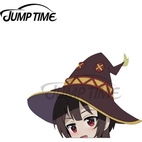 Jump Time 13 x 7.6cm For Megumin Peeker Konosuba Funny Car Stickers Graphics Wall Windows Wire Pillar Decals Waterproof Decor