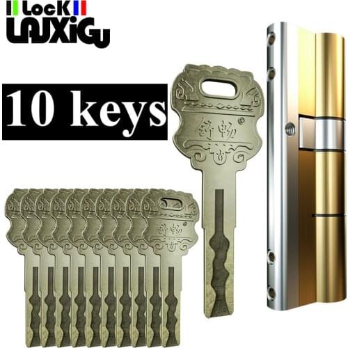 Common Security door Lock Brass Cylinder Anti Pry Stainless Steel Anti-collision beam Class C Cylinder 10 alloy keys key lock