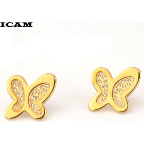 ICAM Stainless Steel Earrings For Women Dazzling Micro CZ Zircon Butterfly Tassel Earrings oorbellen