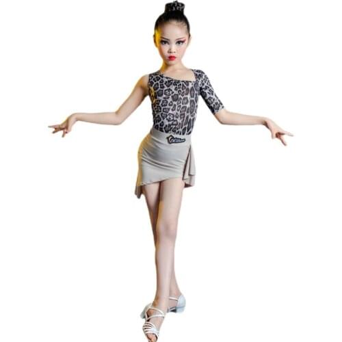 New Leopard Latin Dance Costume For Girls Ballroom Salsa Tango Skirts Child Professional Latin Competition Practice Dancewear