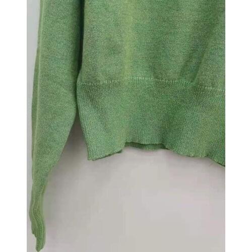 2021 New V-neck Embroidered Letters Solid Color V-neck Pullover Blouse Sweater Knit Sweater Women