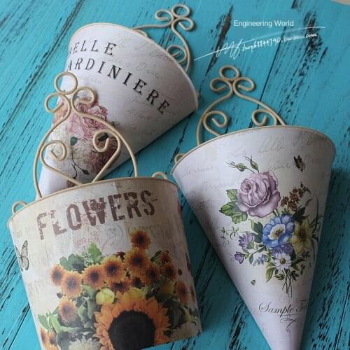 1Pcs Plastic Wall Hanging Flower Vase Pot Wall Flower Basket Rural Garden Home Decoration Flower Basket Home Decor