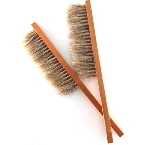 1PCS Horsetail hair mane bee brush double row wooden handle bees swarm wasp honey bees brush sweep cleaning brushes tools