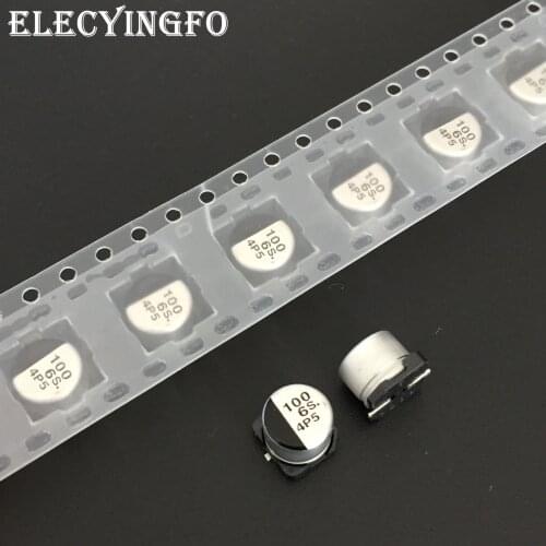 100pcs 100uF 6.3V100uf S series 6.3x5.4mm Original 6.3V100uF SMD Aluminum Electrolytic Capacitor