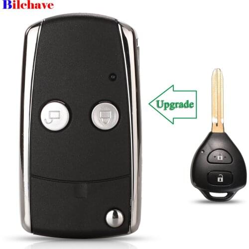 Bilchave 2 Button Flip Remote Case Key Shell Fob For Toyota Camry Corolla Yaris Echo Prado Hilux Shining Metal Frame TOY43 Blade