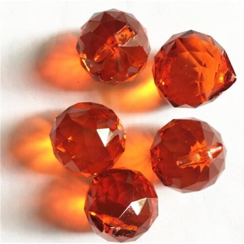 Perfect 20pcs 20mm Crystal Chandelier Balls 1 Hole For Garland Strands Home /Wedding Chains Ornamental Orange Red Color