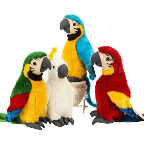 25 cm Lifelike Parrot Psittacidae Scarlet Macaw Plush Toys Soft Cute Wild Animals Bird Doll Children Kids Birthday Gifts