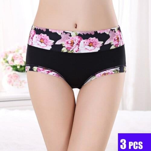3Pcs/Lot Panties Women Modal Underwear Girls Breathable Briefs Lady Print Underpants Plus Size Sexy Lingerie Intimates