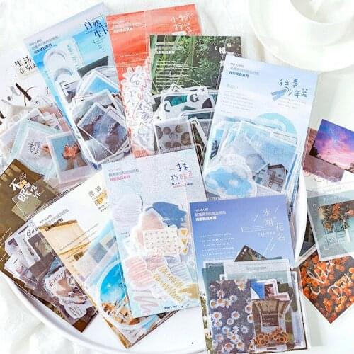 40 Washi Paper Sticker Pack Light and Shadow Monologue Collage Handbook Nordic Salt Material Pack Plant Landscape