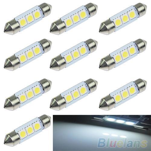 5 Pcs 36mm 3SMD 5050 12V Low Power Consumption LED Pure White Car Festoon Map Interior Dome Light