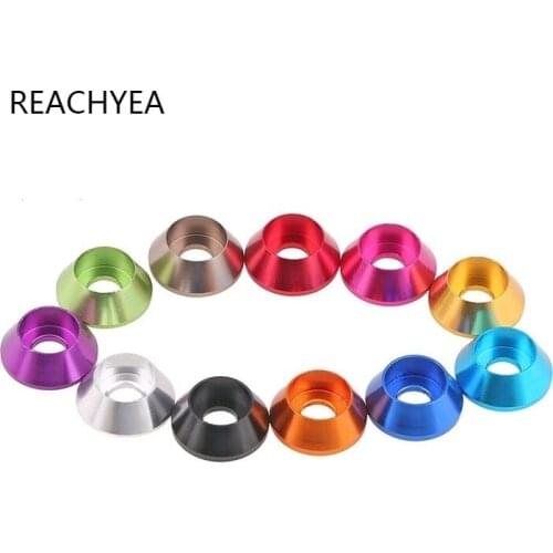 50PCS M3 Colourful Anodized Silver/Black/DeepBLue/LightBlue/Gold/Red/Purple/Green Aluminum Alloy Cone Cup Head Washer Gaskets