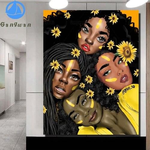 Flower girls Diamond Embroidery African woman painting Diamond Mosaic Rhinestone Diy Diamond Painting Cross Stitch kits 5d new