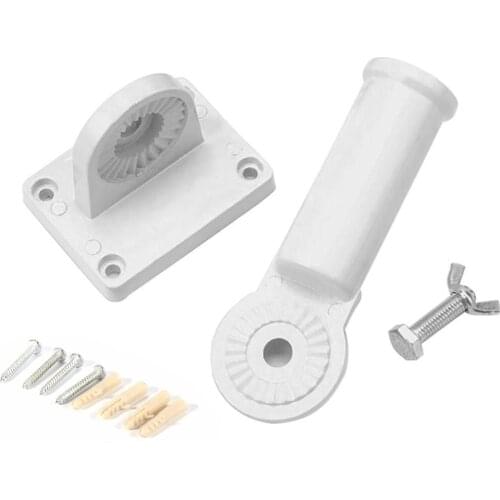 Aluminum White Adjustable Wall Mount Flagpole Holder Base Heavy Duty Rust Flag Stand Coated Bracket Pole Proof P0Y8