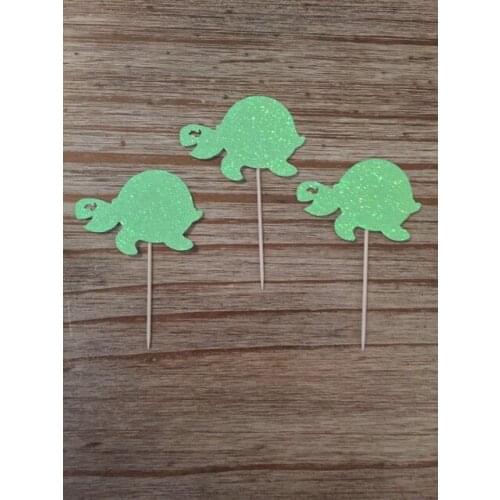 Glitter Turtles Cupcake Toppers birthday nautical Wedding Bridal Shower Engagement Party food picks