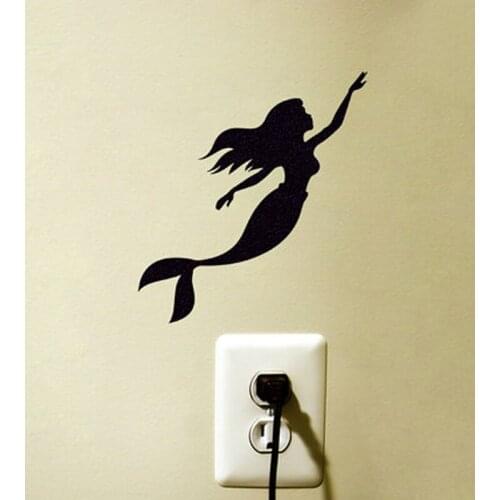 KUCADA Black Creative Mermaid DIY Wall Stickers Switch Sticker Home Decoration Wallpaper JG1893