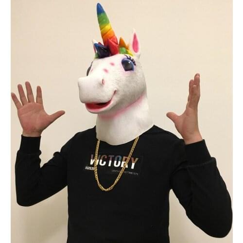 Color Unicorn Mask Halloween Horse Mask Novelty Head Latex Christamas Party Costume Mask Prop