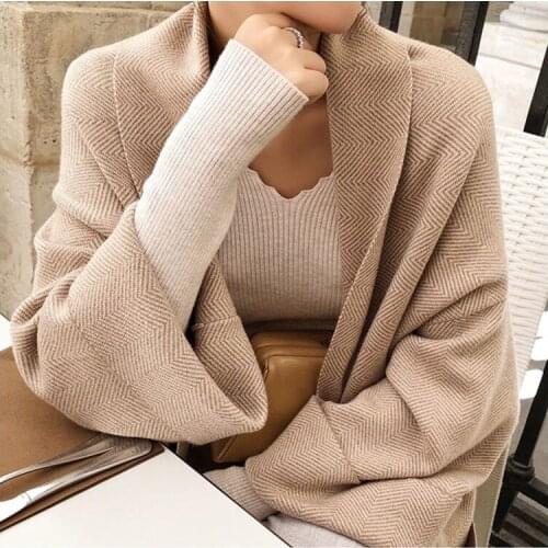 Winter Elegant Shawl Coats Loose knit Cardigan Woolen Sweater Oversized Extra Soft Cardigan Knitting Coat for Women