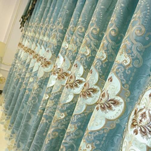 European Style Curtain Blackout Embroidered Curtain Customization Curtains for Living Dining Room Bedroom