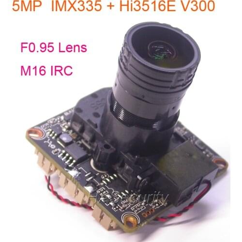F0.95 lens M16 IRC filter 1/2.8" SONY STARVIS IMX335 CMOS image sensor + Hi3516E V300 CCTV IP camera PCB board module +LAN cable