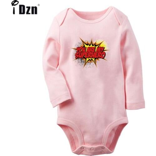 You Are My Superhero Good Times Bad Friends Don't Panic Printed Newborn Baby Outfits Long Sleeve Jumpsuit 100% Cotton