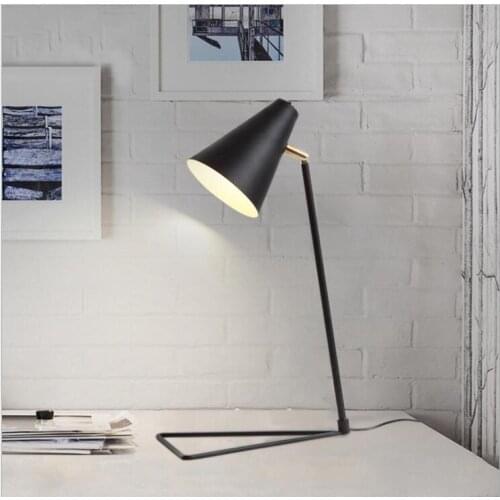 Nordic college students creative personality black and white bedroom bedside plug reading desk work triangle desk lamp led