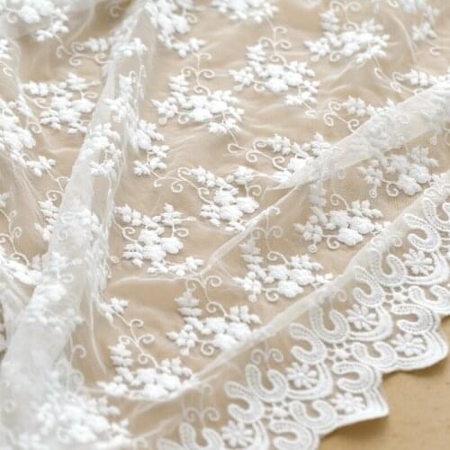 Lace Fabric Polyester Embroidered Lace For Wedding Dress Curtain Tablecloth Handmade DIY