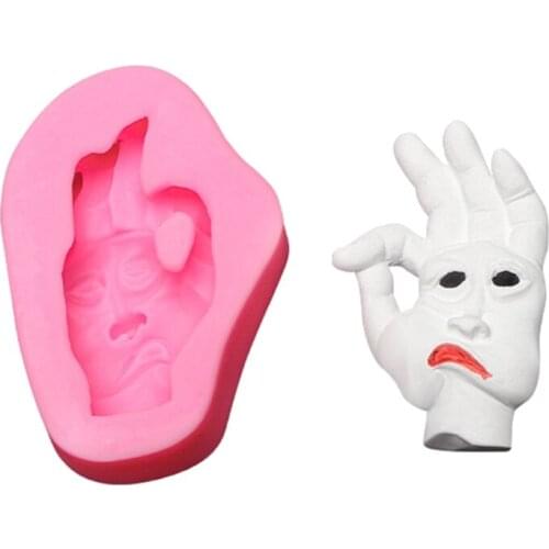 Palm and Soles Scissors Hand Silicone Mold Halloween Cake Decoration Fondant Baking Mold for Microwave Oven Refrigerator