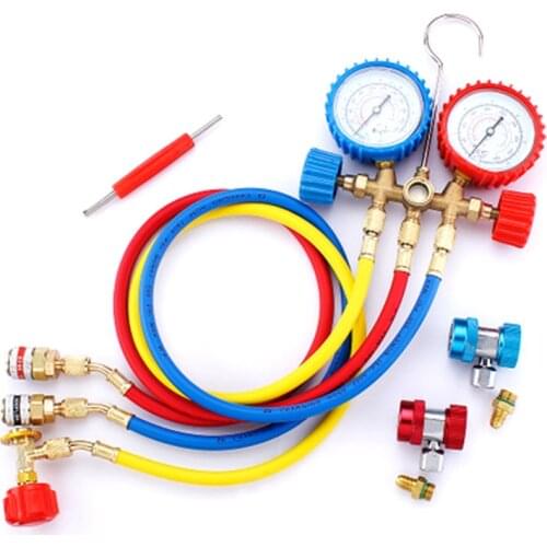Air Conditioning Manifold Gauge Tool Set With Hose/Quick Coupler/Bottle Opener For R12 R22 R134A Air Condition Refrigeration