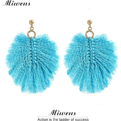 Miwens INS Trendy Leaves Tassel Dangle Drop Earrings for Women Unique Big Leaf Fringed Hanging Earrings High Quality Jewelry