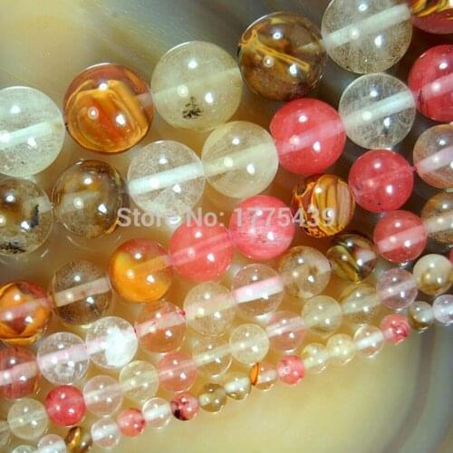 Natural Smooth Colorful Volcano Cherry Quartz Loose Stone Beads 16" Strand 4 6 8 10 12 MM Pick Size For Jewelry Making