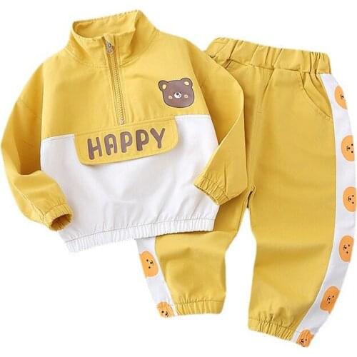 New Spring Children Cartoon Clothes Baby Boys Girls Jacket Pants 2Pcs/sets Autumn Kids Toddler Clothing Infant Cotton Tracksuit