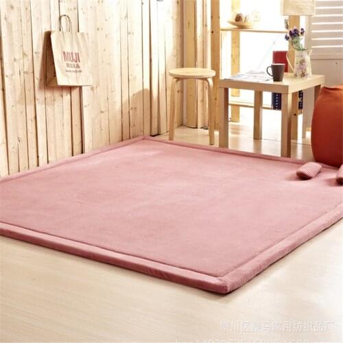 Solid 2cm thickness kids playmat home carpet blanket soft coral velvet mats rectangle 100*200cm bedmat skidproof child game mat