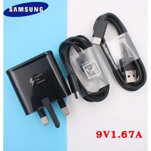UK Plug Charger Original Samsung 9V1.67A Quick Charging Travel Adapter 120/150CM Type C Cable For Galaxy S10 S9 S8 Plus A9S A8S