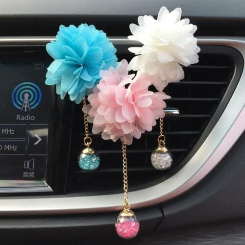 Flower Chain Ball Pendant Air Freshener car vents incense multiflora Flower Air Outlet Perfume Clip Car Accessories Interior