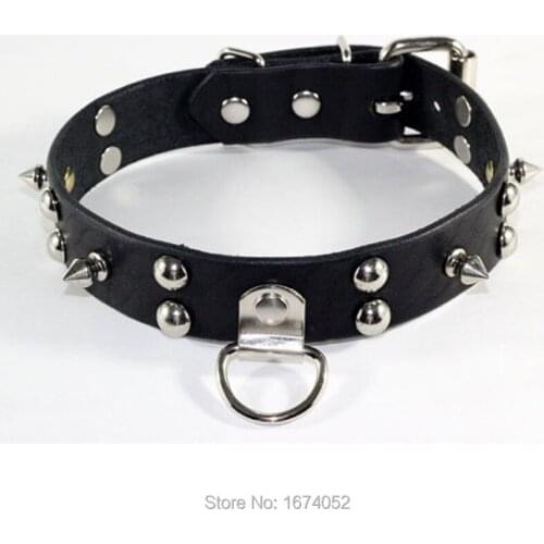 Harajuku Sexy Handmade Punk Gothic D Metal Spikes Rivets Real Leahter Choker Collar Necklace
